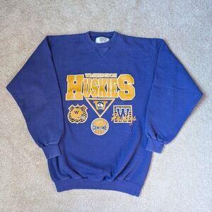 Vintage 90s UW Huskies Washington Football Crewneck Purple Gold Sweatshirt